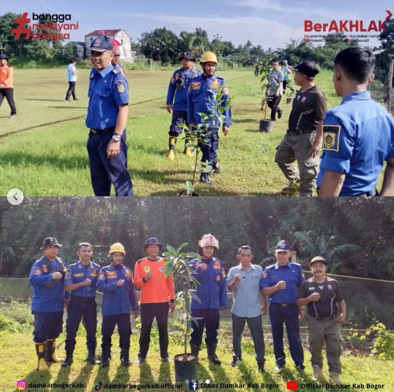 Dinas Pemadam Kebakaran dan Penyelamatan Kabupaten Bogor berpartisipasi aktif dalam Program Penanaman Pohon Satu Hektar Hutan Kota.